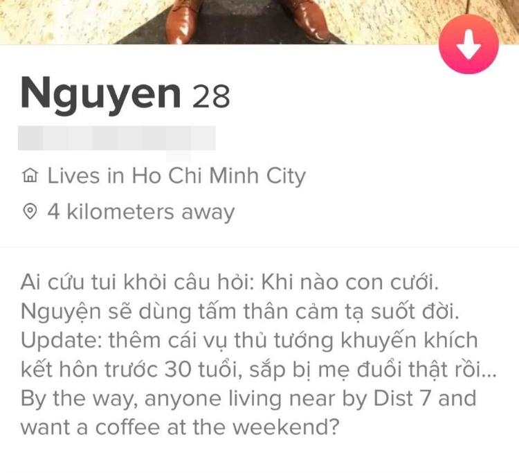 Bio Tinder hài hước