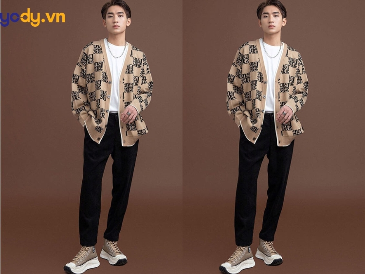 phối đồ cùng áo cardigan nam