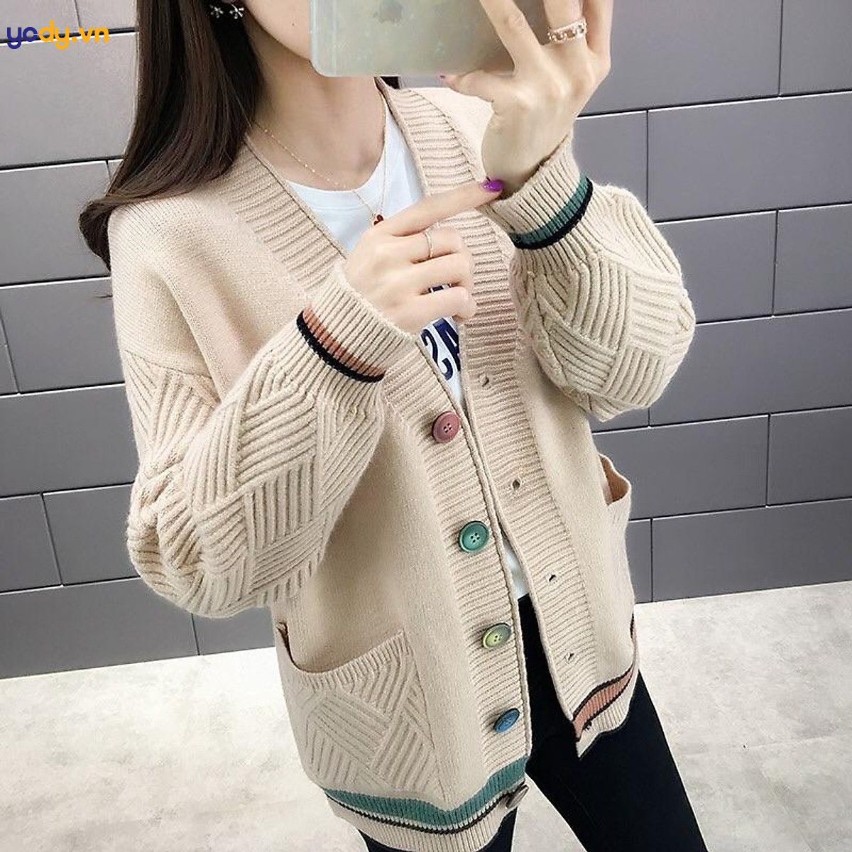 cách mix áo cardigan ngắn