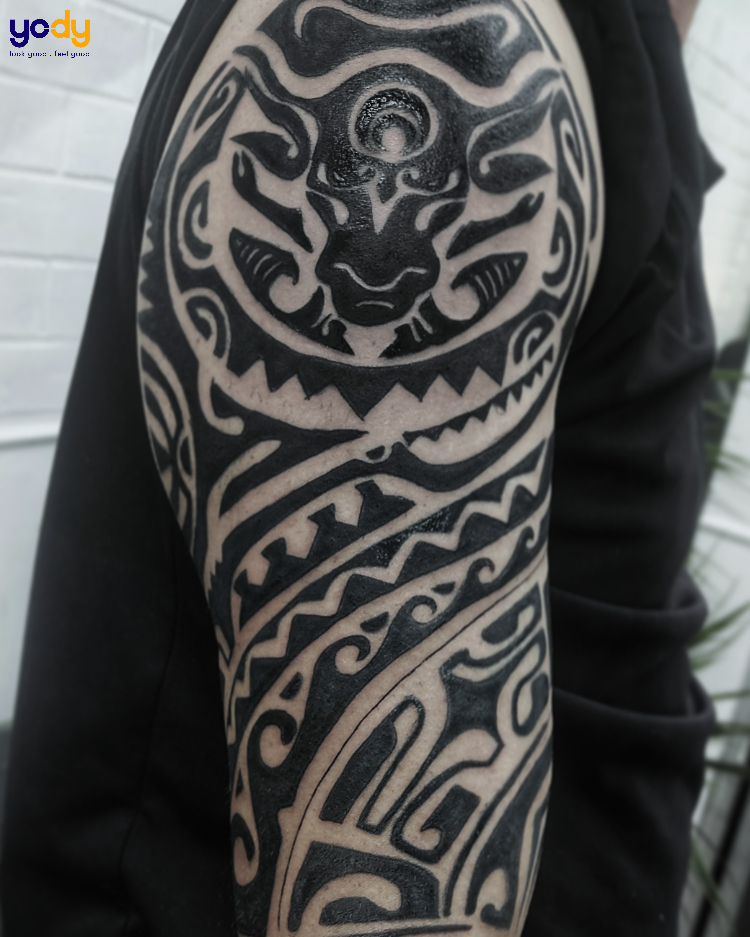 Tattoo hình trâu tribal hoạ tiết maori