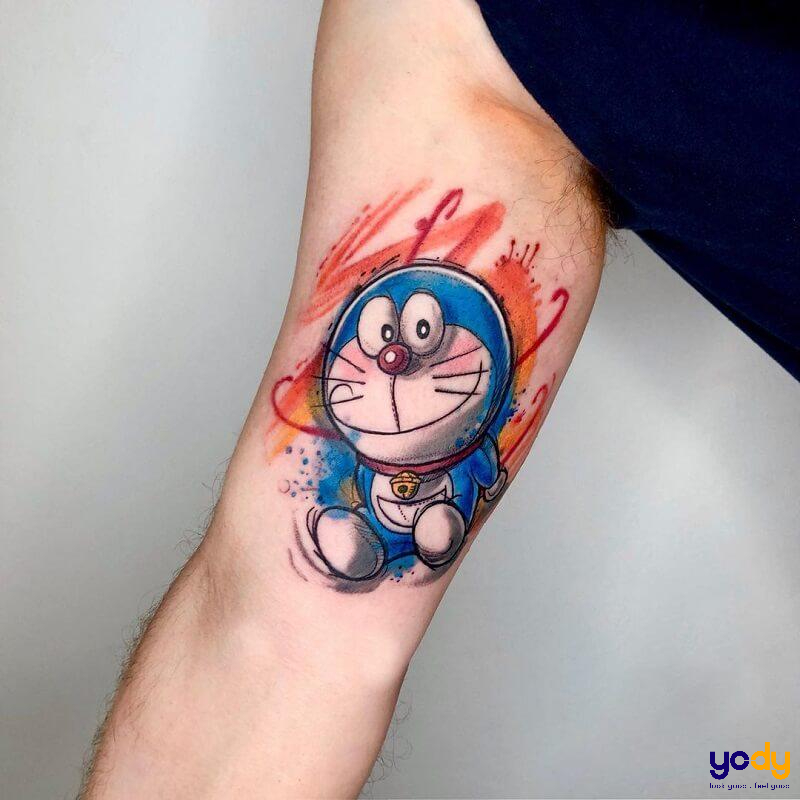 Hình xăm Doraemon màu chất