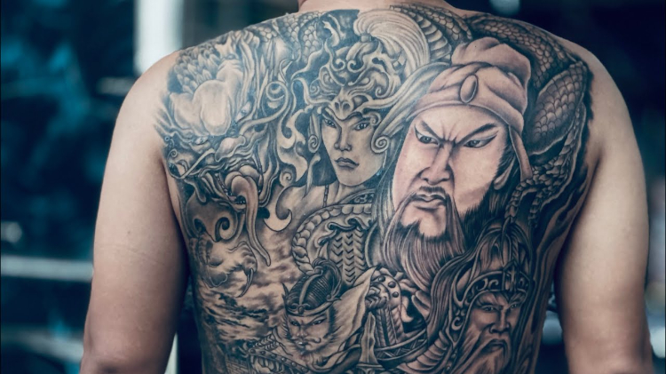 Tattoo Lữ Bố cùng Quan Công đẹp, sắc nét