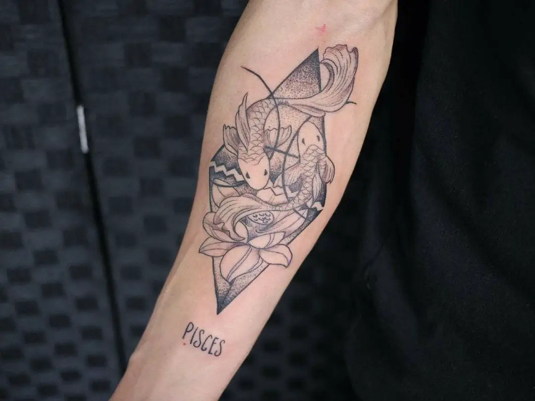 Mẫu tattoo Song Ngư ở tay cá tính