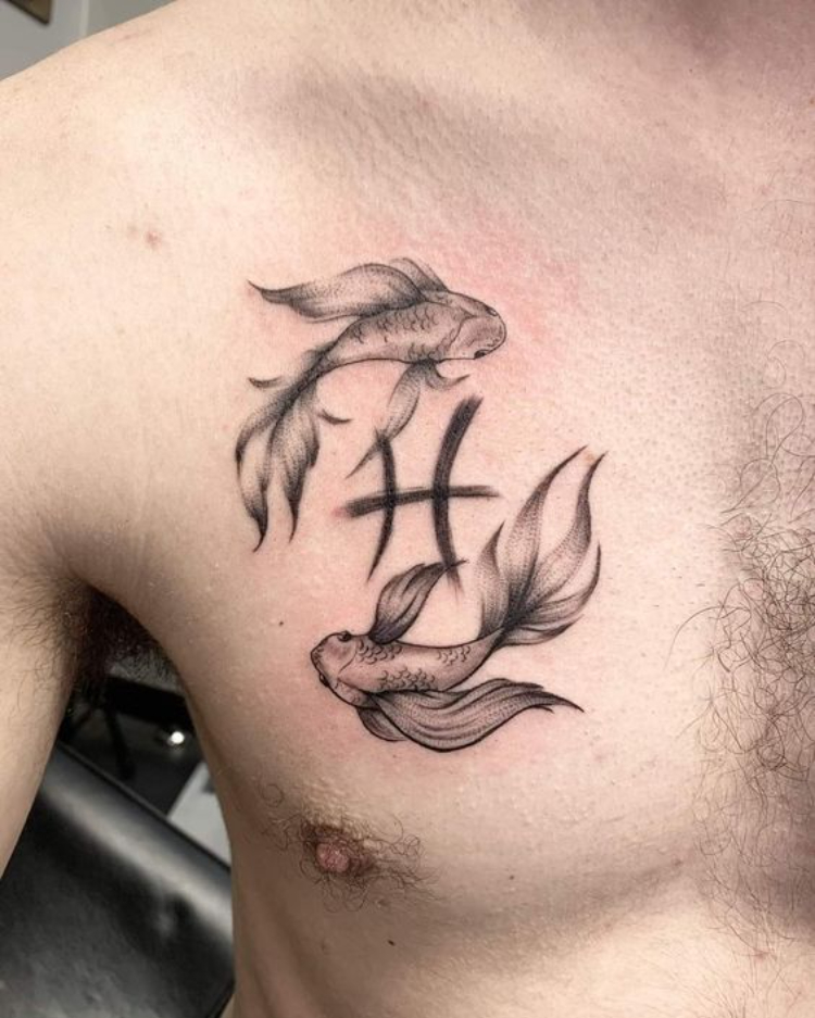 Kiểu tattoo Song Ngư đẹp, đơn giản