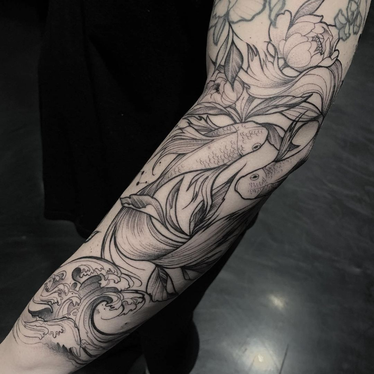 Mẫu tattoo Song Ngư ở tay cùng nhiều hoạ tiết đẹp