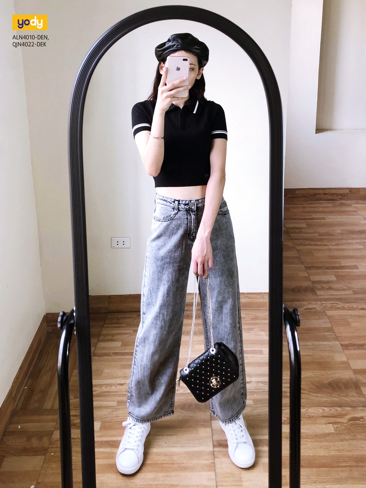 Quần ống rộng phối áo croptop