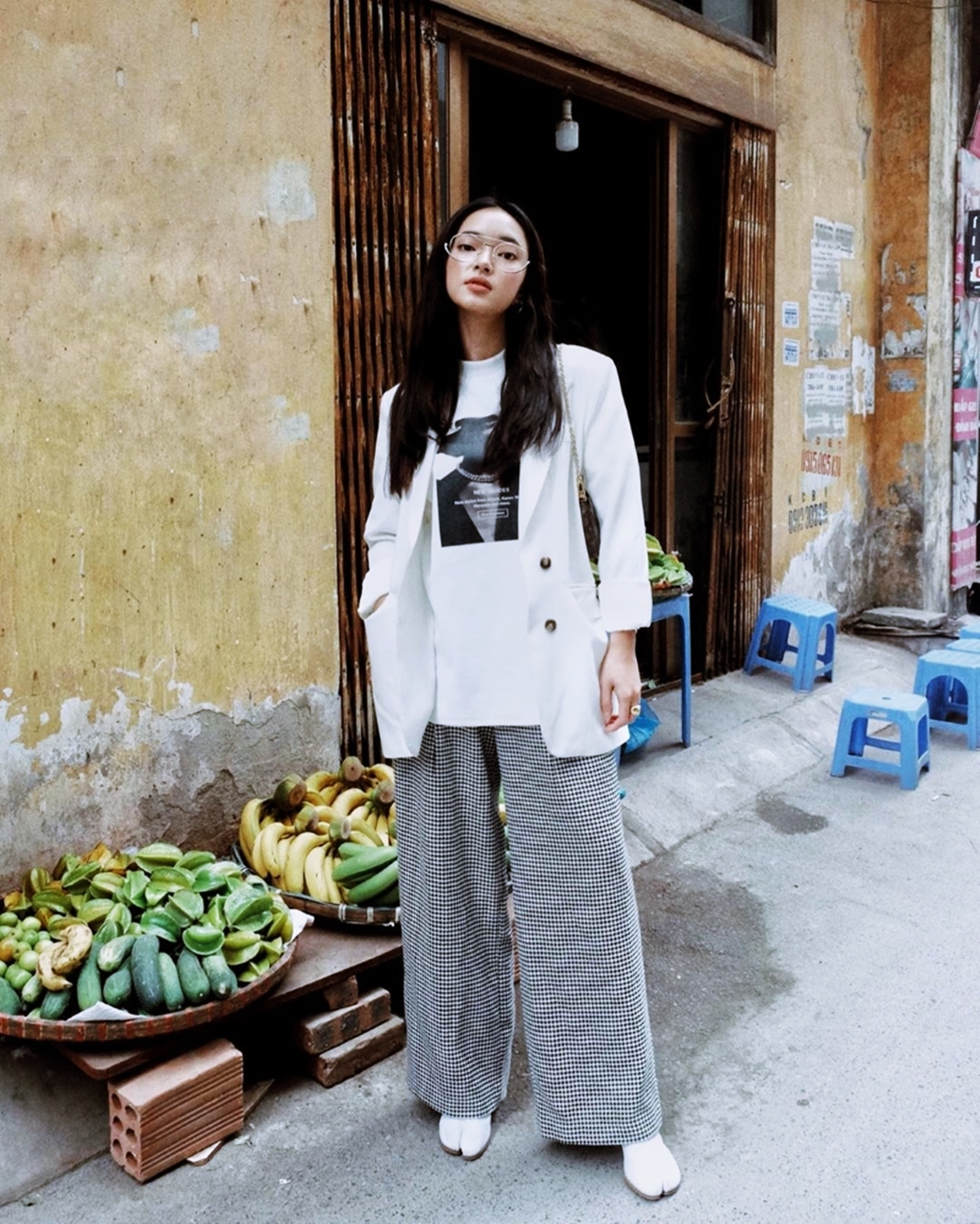 Quần ống rộng mix blazer