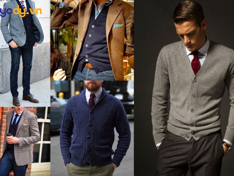 Áo cardigan phối với áo blazer/suit