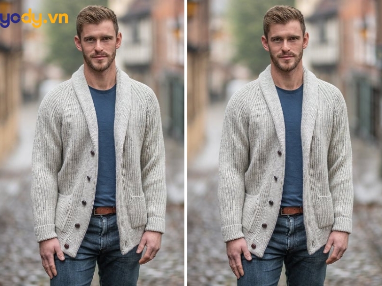 Áo cardigan dài/ngắn phối với áo phông trắng, quần kaki/jeans