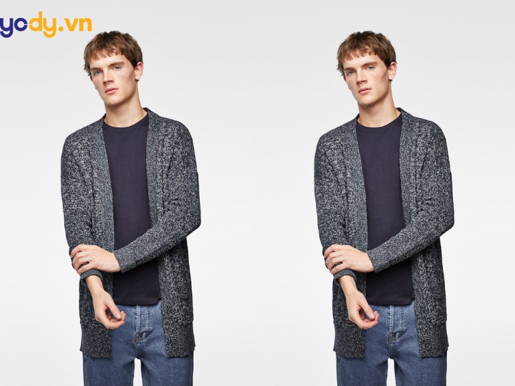 Áo cardigan dáng dài phối với áo thun