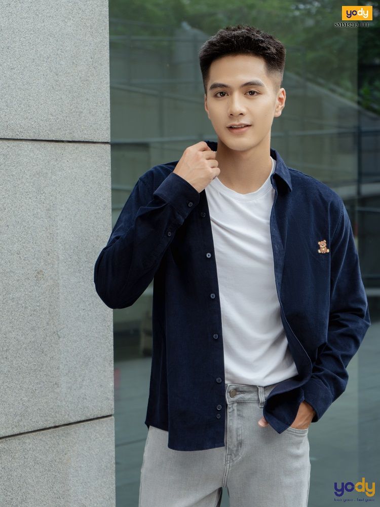 Áo sơ mi khoác ngoài chất liệu denim